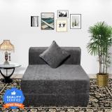 Seventh Heaven 1 Seater 6*3 Chenille Molfino Fabric Sofa Bed with 1 Cushion: 2 Year Warranty 1 Seater Single Foam Fold Out Sofa Cum Bed (Finish Color - Grey Delivery Condition - Pre-assembled)