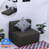 Flipkart Perfect Homes Jane 72x36x8 inch|Low Floor, Washable Jute Fabric with 1 Cushion 1 Seater Single Foam Fold Out Sofa Cum Bed (Finish Color - Dark Grey Delivery Condition - DIY(Do-It-Yourself))