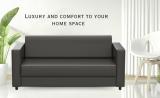 RM HOME Box sofa Leatherette 3 Seater  Sofa (Finish Color - Black, DIY(Do-It-Yourself))