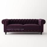 Artistic Interior Crafts Velvet 3 Seater Modern Chesterfield Sofa (Purple) Fabric 3 Seater  Sofa (Finish Color - Purple, Pre-assembled)