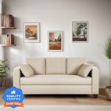 Mintwud from Pepperfry Bingo Fabric 3 Seater  Sofa (Finish Color - Cream Cashmere Colour, Knock Down)