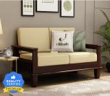 Allie Wood Fabric 2 Seater  Sofa (Finish Color - Dark Walnut, DIY(Do-It-Yourself))