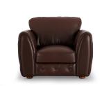 Durian Julian Leatherette 1 Seater  Sofa (Finish Color - Mahogany Brown, Knock Down)