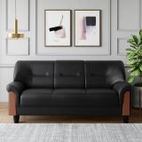 Godrej Interio PARTO Pl Leatherette 3 Seater  Sofa (Finish Color - Black, Knock Down)