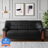 Godrej Interio PARTO Pl Leatherette 3 Seater  Sofa (Finish Color - Black, Knock Down)