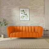 Wakeup India Mushy Premium Fabric Sofa Pocket Spring Cushion Metal Leg with Golden Polish Leg Fabric 3 Seater  Sofa (Finish Color - Orange, DIY(Do-It-Yourself))