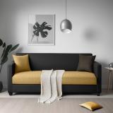 Trevi Riya Solid Wood Premium Fabric 3 Seater  Sofa (Finish Color - Mystic Black & Light Sand, DIY(Do-It-Yourself))