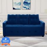 CARLTON LONDON Lexi Fabric 3 Seater  Sofa (Finish Color - Blue, DIY(Do-It-Yourself))