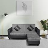 ARRA Genoa Three Seater Sofa With Ottoman Leatherette 4 Seater  Sofa (Finish Color - Black, DIY(Do-It-Yourself))