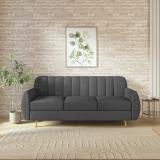 Wakeup India Hazy Premium Fabric Sofa Pocket Spring Cushion Metal Leg 3 Years warranty Fabric 3 Seater  Sofa (Finish Color - Dark Grey, DIY(Do-It-Yourself))