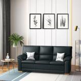 Torque Milan With 2 Printed Cushions Leather 3 Seater  Sofa (Finish Color - Black, DIY(Do-It-Yourself))