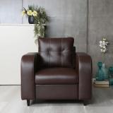 ARRA Tanaka Fully Upholstered One Seater Cushion Back Sofa Leatherette 1 Seater  Sofa (Finish Color - Chocolate Brown, DIY(Do-It-Yourself))