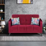 ARRA Jasper Tufted Back Two Seater Sofa With Two Printed Cushions Fabric 2 Seater  Sofa (Finish Color - Maroon, DIY(Do-It-Yourself))