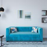 House of Pataudi Sofi Fabric 3 Seater  Sofa (Finish Color - Aqua Blue, DIY(Do-It-Yourself))