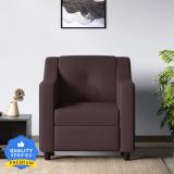 Godrej Interio Monarch Leatherette 1 Seater  Sofa (Finish Color - Burgundy, Knock Down)