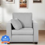 Mintwud from Pepperfry Bingo Fabric 1 Seater  Sofa (Finish Color - Velvet Grey, Knock Down)