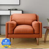 Durian Lorraine Orange Leatherette 1 Seater  Sofa (Finish Color - Tangerine Orange, Knock Down)