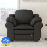 Durian Berry Leatherette 1 Seater  Sofa (Finish Color - Eerie Black, Knock Down)