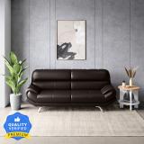 Godrej Interio Euro V2 Leatherette 3 Seater  Sofa (Finish Color - Coffee Brown, Knock Down)