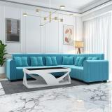 LIVEWELL Premium Quality L Shape Sofa for Living Room Hollend Fabric 6 Seater  Sofa (Finish Color - Aqua Blue, DIY(Do-It-Yourself))