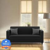 Mintwud from Pepperfry Baley Leatherette 3 Seater  Sofa (Finish Color - Dark Black Colour, Knock Down)