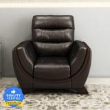 Durian Davos Brown Leatherette 1 Seater  Sofa (Finish Color - Chocolate Brown, Knock Down)