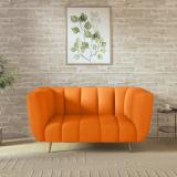 Wakeup India Mushy Premium Fabric Sofa Pocket Spring Cushion Metal Leg with Golden Polish Leg Fabric 2 Seater  Sofa (Finish Color - Orange, DIY(Do-It-Yourself))