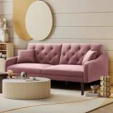 theclevercouch Wise Whisper Fabric 3 Seater  Sofa (Finish Color - Twin Pink, Pre-assembled)