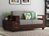 Wopno Furniture Pure Sheesham Wooden 2 Seater Sofa with Side Box Storage for Living Roo Fabric 2 Seater  Sofa (Finish Color - Walnut, DIY(Do-It-Yourself))