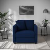 Trevi Riya Solid Wood Premium Fabric 1 Seater  Sofa (Finish Color - Cool Cobalt, DIY(Do-It-Yourself))