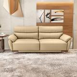 Durian Perry-I Leather 3 Seater  Sofa (Finish Color - Pebble Beige, Knock Down)