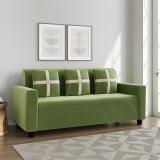 Cherry Wood Fabric 3 Seater  Sofa (Finish Color - Green, Pre-assembled)