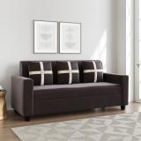 Cherry Wood Fabric 3 Seater  Sofa (Finish Color - Brown, Pre-assembled)