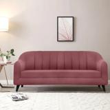 ARRA Lucca Three Seater Quilted Back Sofa Fabric 3 Seater  Sofa (Finish Color - Dark Pink, DIY(Do-It-Yourself))