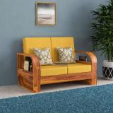 Taskwood Furniture Solid Sheesham Wood Two Seater Sofa For Living Room, Office, Caf Fabric 2 Seater Sofa (Finish Color - Honey Teak Design 4, DIY(Do-It-Yourself))