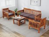 Allie Wood Rosewood (Sheesham) Fabric 3 + 1 + 1 Sofa Set (Rustic Teak, DIY(Do-It-Yourself))