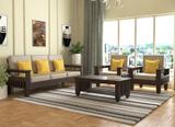 saamenia furnitures Solid Sheesham Wood Five Seater Sofa Set With Center Table For Living Room Fabric 3 + 1 + 1 Sofa Set (Walnut Finish, DIY(Do-It-Yourself))