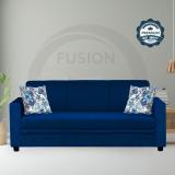 Fusion Furniture Factory 3 Seater Dark Blue Fabric Glamour Sofa Fabric 3 Seater  Sofa (Finish Color - Dark Blue, DIY(Do-It-Yourself))