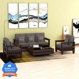 Taskwood Furniture Solid Wood Sheesham Wood Five Seater Sofa Set (3+1+1) For Living Room| Fabric 3 + 1 + 1 Sofa Set (Natural, DIY(Do-It-Yourself))