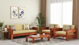 EXOWOOD Sofa Set for Living Room and Office 5 Seater Fabric 3 + 1 + 1 Sofa Set (Natural Teak Finish, DIY(Do-It-Yourself))