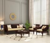 Advika Handicraft Antique Sheesham Solid Wood 3+1+1 Seater Sofa with Center Table Fabric 3 + 1 + 1 Sofa Set (Honey, Pre-assembled)