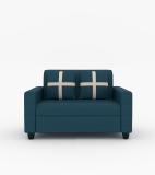 Cherry Wood Fabric 2 Seater  Sofa (Finish Color - Doger Blue, Pre-assembled)