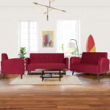 ARRA Rome Tufted Back 6 Seater Sofa Set Fabric 3 + 2 + 1 Sofa Set (Maroon, DIY(Do-It-Yourself))