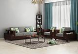 saamenia furnitures Solid Sheesham Wood Five Seater Sofa Set For Living Room / Guests Room Fabric 3 + 1 + 1 Sofa Set (Walnut Finish, DIY(Do-It-Yourself))