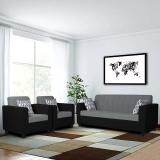 THE WOODEN CITY Living Room & Office 5 Seater Sofa Fabric 3 + 1 + 1 Sofa Set (Grey&Black, DIY(Do-It-Yourself))