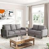 Homeify Libby 3+2 Seater Fabric Upholstered Sectional Sofa Set for Living Room Fabric 3 + 2 Sofa Set (Grey, Pre-assembled)