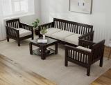 Allie Wood Rosewood ( Sheesham ) Fabric 3 + 1 + 1 Sofa Set (Walnut Finish, DIY(Do-It-Yourself))