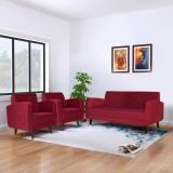 ARRA Rome Tufted Back 5 Seater Sofa Set Fabric 3 + 1 + 1 Sofa Set (Maroon, DIY(Do-It-Yourself))