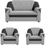 Sekar Lifestyle Polyurethane FABRIC Large Series Fabric 2 + 1 + 1 Sofa Set (GREY & BLACK, Pre-assembled)