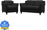 Homeify Miami 3 Seater Fabric Sofa Set For Living Room Fabric 2 + 1 Sofa Set (Black, Pre-assembled)